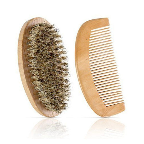 2piece bambo Beard brush and comb set